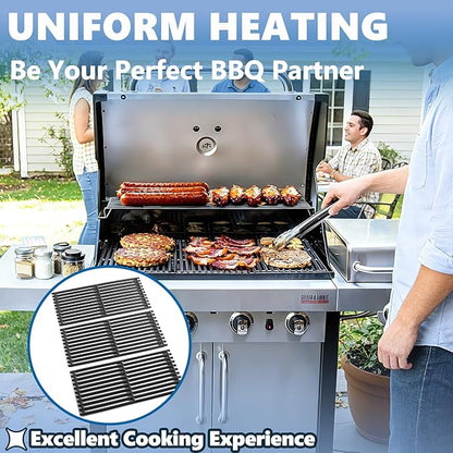 SafBbcue 17 in Cooking Grates Replacement Parts for Charbroil Tru Infrared Grill 463242715, 463242716, 463276016, 466242715, 466242815, Lowes 606682, 639322 Gas Grill, Cast Iron Cooking Grids, 3 Pack