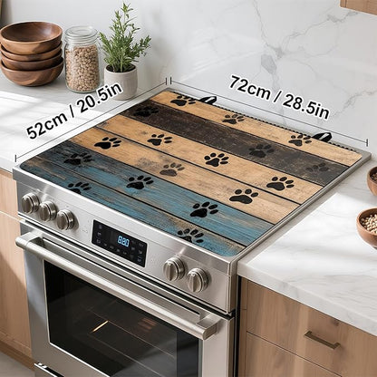 Stove Top Cover Retro Flower Gas Stove Top Cover for Home Decoration Kitchen Pad Non-Stick Washable Cooktop Covers Countertop Protector Keep Stove Clean 28"x20" (Texture-1)