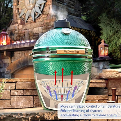 Charcoal Basket for Grill, Stainless Steel Ash Basket for Large Big Green Egg & Kamado Joe, Heavy Duty Firebox Accessories with Folding Handle