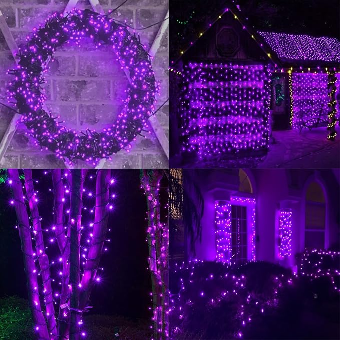 75.8FT 200 LED Extendable Purple Halloween String Lights Indoor Outdoor | Timer & Memory Function & 8 Modes Plug in String Lights Waterproof for Creepy Halloween Tree Roof Haunted House Decorations