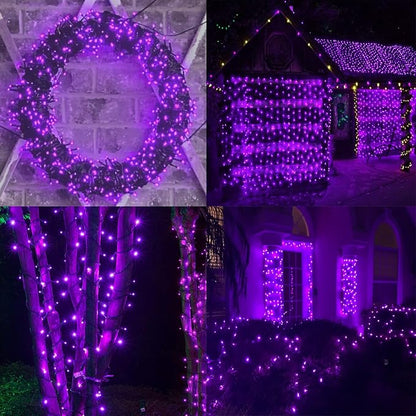 75.8FT 200 LED Extendable Purple Halloween String Lights Indoor Outdoor | Timer & Memory Function & 8 Modes Plug in String Lights Waterproof for Creepy Halloween Tree Roof Haunted House Decorations