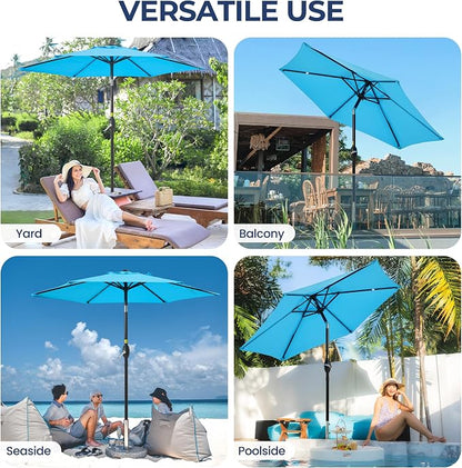 SUNVIVI OUTDOOR Outdoor Patio Umbrella, Patio Umbrella, Market Umbrella, Large Outdoor Umbrella, Metal Pole Umbrella with Push Button Tilt and Crank, Polyester Canopy
