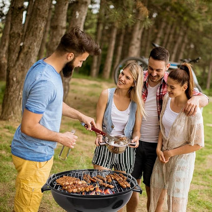 Outvita Charcoal Grill, 18 inch Stainless Steel BBQ Charcoal with Wheels and Storage Holder for Camping, Picnic, Barbecue, Party, Outdoor Activities