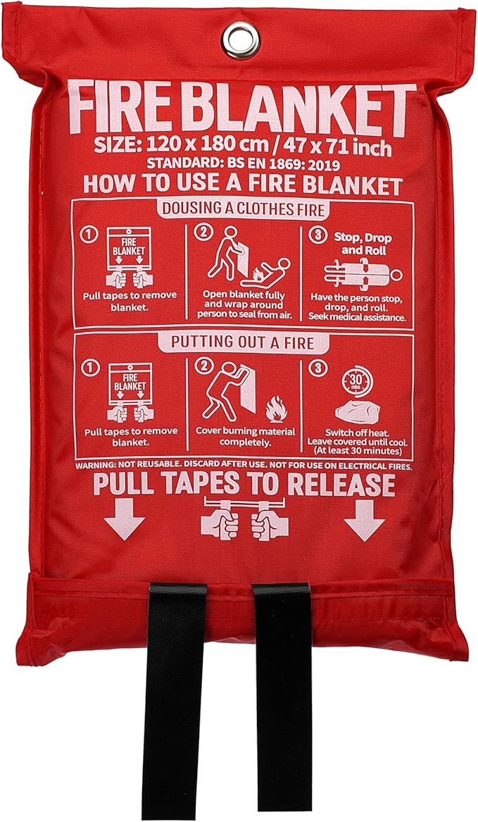 Fire Blanket, 47" x 71",Fiberglass Fire Blanket for Camping and Fire Fighting Shelters
