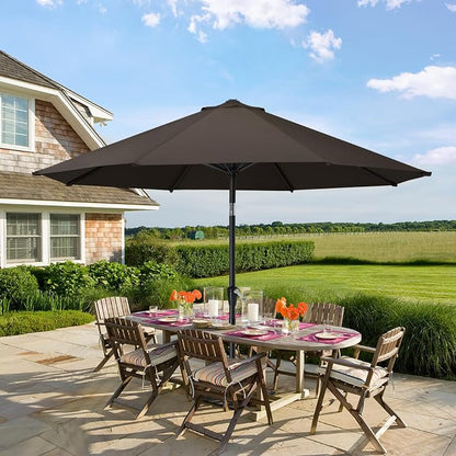 MASTERCANOPY 9ft Patio Umbrella with Tilt & Crank, Brown | 8 sturdy ribs;UV/water resistant;Vent;easy setup;for garden/deck/backyard/pool