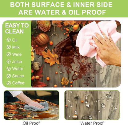 ANNA QUEEN Autumn Harvest Picnic Table Cover Set, 6FT Rustic Fall 3PCS 72"x30" Waterproof Tablecloth with Bench Covers for Camping Thanksgiving & Outdoor Events