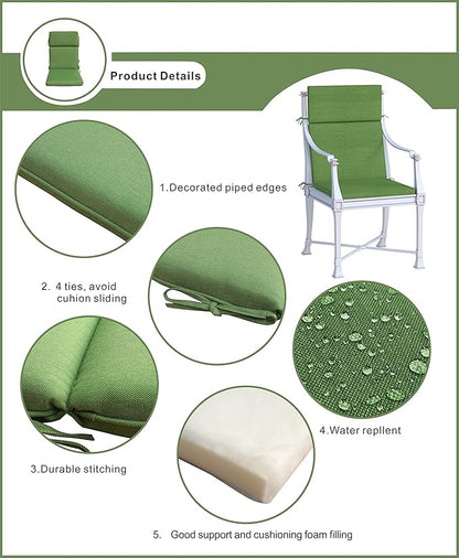 Indoor Outdoor High Back Chair Cushions Replacement Patio Chair Seat Cushions Set of 4 Green/Coffee/Blue Stripe