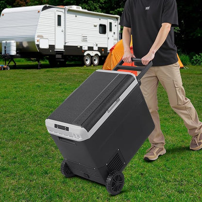 VEVOR 12 Volt Car Refrigerator, 63.4QT/60L Car Fridge, Portable Electric Cooler with Wheels and Handle, -4℉~68℉, 12/24V DC and 100-240V AC Compressor Freezer for Outdoor, Camping, Travel, RV