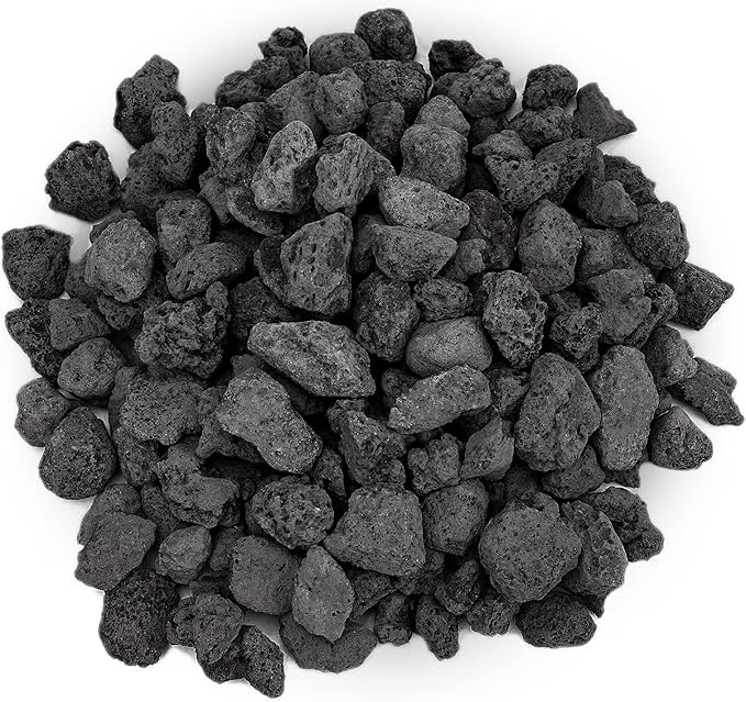 Onlyfire Black Lava Rock 10 Pounds Volcanic Lava Stones for Indoor Outdoor Fire Pits Fireplaces Gas Grill and Landscaping, 0.4-0.8 Inch