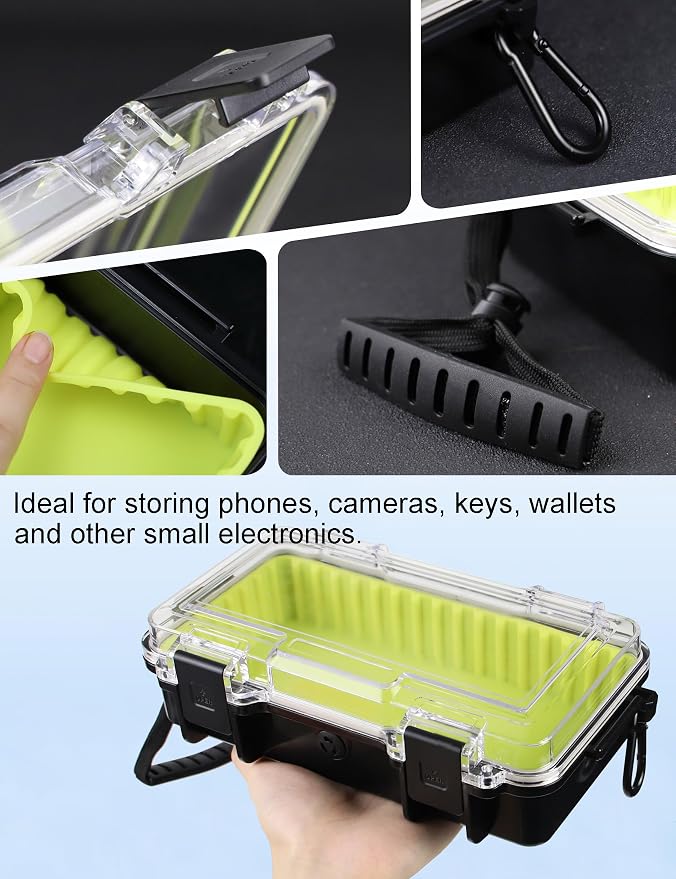 Avlcoaky Waterproof Box Dry Box Waterproof Containers, Protective Case 10" L x 5" W x 2.5" H Watertight Storage Box Kayaking Boat Waterproof Boxes