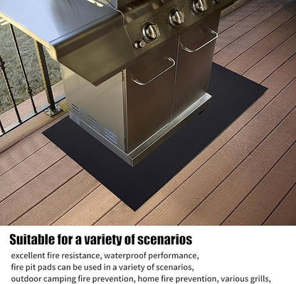 MDEOOSKY 48" x 30" Fireproof Mat Under Grill Mat Deck Protector Fire Pit Mat Oil-Proof Waterproof BBQ Protector for Deck and Patio Easy to Clean Storage Waterproof Foldable