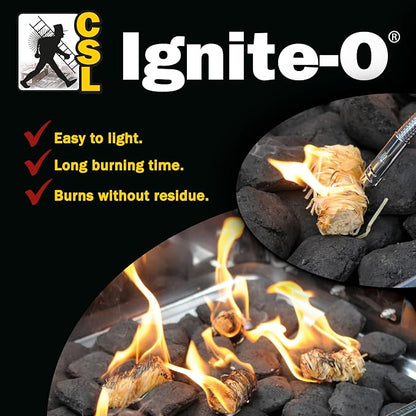 Ignite-O Fire Starter Natural Wood Rolls - 36 Pieces - Made in Germany - Sustainably Grown Wood - Non-Toxic Firestarter for Fireplaces, Woodstoves, Campfires & Grills - Quick & Easy