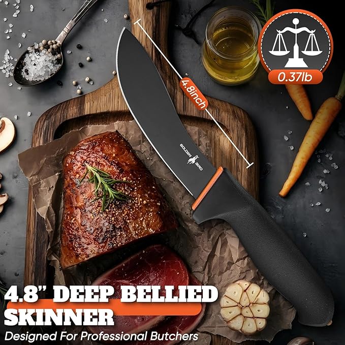 Golden Bird Skinning Knife - Butcher Knives with Non-Slip Handle, Meat Knife with German Stainless Steel, Gift for Men