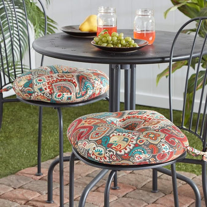 Greendale Home Fashions 15-inch Outdoor Round Bistro Seat Cushion, 2 Count (Pack of 1), Painted Desert