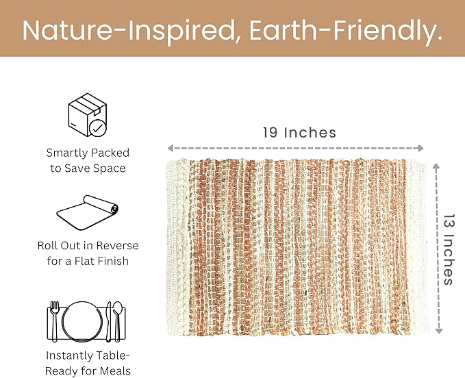 Hausattire Woven Table Placemats Set of 4 - Rust, Jute Boho Outdoor Table Mats for Kitchen Dining Decoration | Easy Clean Heat Resistant Farmhouse Dinner Spring Easter Placemat - 13x19 Inch