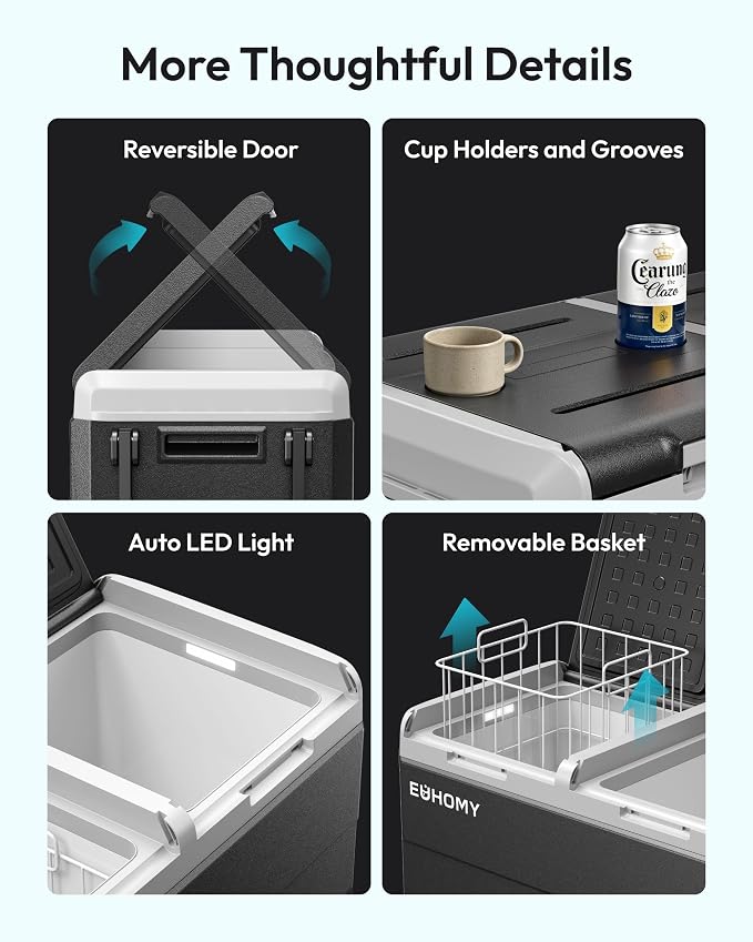 EUHOMY 12 Volt Refrigerator, 80QT(75L) Dual Zone Electric Cooler APP Control, IPX4 Waterproof Car Refrigerator -4℉~68℉, Car Fridge 12/24V DC 100-240V AC, Portable Car Freezer for Camping, Travel, RV