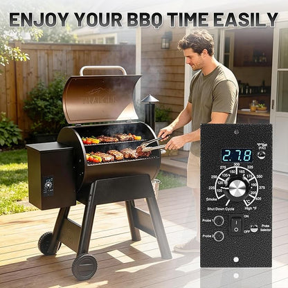 Upgraded Digital Thermostat Controller Replacement Control Panel Pro PID Board Parts F/C Temperature Mode for Traeger Wood Pellet Grills with Temperature Meat Probe RTD Sensor BBQ Accessories