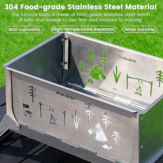Portable Charcoal Grill, Total 343 Sq. In. Foldable Tabletop BBQ Grill, Mini Smoker Camping Grills for Backyard, Picnics, Hiking – Heavy-Duty Portable Fire Pit – Camp Cooking Gear
