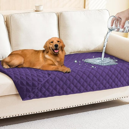 Smiry Waterproof Reversible Pet Couch Covers for Dogs | Pet Friendly, Soft Fabric, Washable Sofa Furniture Protector for Dogs Cat Kids, Checkered (30"x70", Purple/Purple)