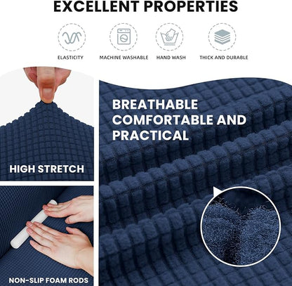 LURKA Stretch Chair Cover for Sofa, 1 Piece Armchair Slipcover, Navy | Soft Stretch Jacquard, Fits 31"-55" Armchairs, Elastic Bottom for Secure Fit, Machine Washable, Pet & Kid Friendly