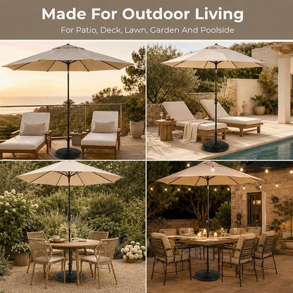 22 Lbs 17.72 Inch Round Umbrella Stand, Heavy Duty Weighted Base for Outdoor Market Parasols, Stable Holder for Patio Deck Lawn Garden Poolside, Black