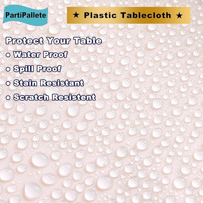 3-Pack Premium Plastic Blush Light Pink Tablecloth Disposable 54" x 108" Rectangle Table Cover Pastel Pale Pink Party Table Cloths for Parties Wedding Bridal Shower Engagement Banquet
