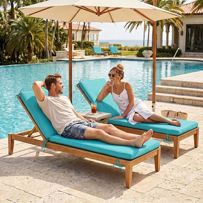 Chaise Lounge Cushions Outdoor, Water-resistant and Fade-Resistant Patio Lounge Chair Cushions, Furniture Replacement Cushions Ideal for Pools, Gardens and Balconies, 72" x 21" x 3",Lake Blue