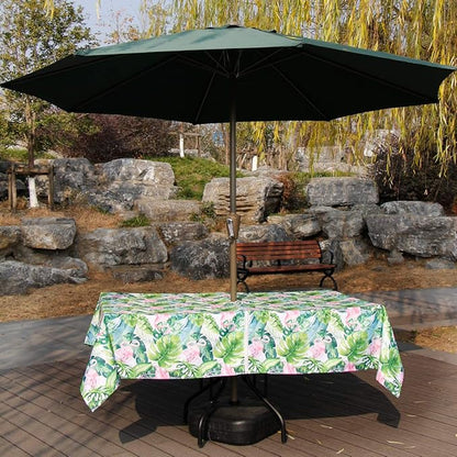EHouseHome Outdoor Indoor 60x84 inch Rectangle Tablecloth with Umbrella Hole and Zipper, Waterproof Zippered Patio Cloths, Spring/Summer Table Covers for Backyard Circular Table/BBQs/Picnic