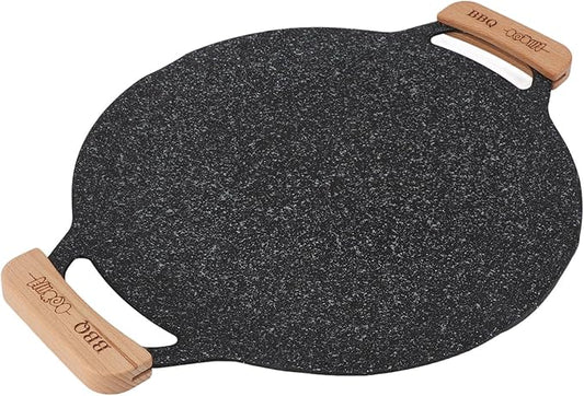 gernie Korean BBQ Grill Pan, Nonstick Round Griddle Grill Pan, Portable Round Cast Iron Skillet with Handle, Multifunctional Stove Plate for Meats, Pancakes, Korean Grill Pan for, gernief9w01iphkm-13