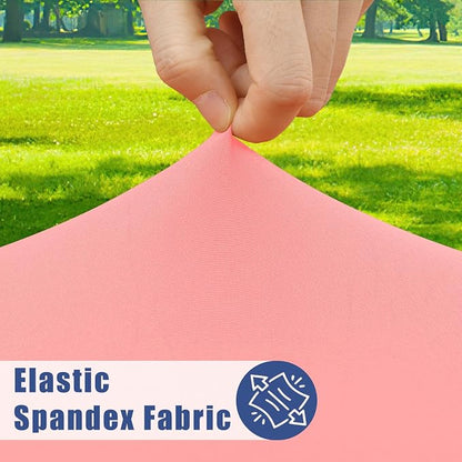 Moosfor 2 Pack Rectangle Spandex Fitted Table Cloth, 8FT Elastic Tablecloth | Washable Picnic Table Cover, Stretch Waterproof Table cloths for Party, Patio, Dining, Kitchen, 30" x 96", Coral Red