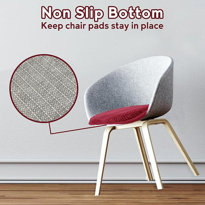 Wine Red Kitchen Dining Chairs Cushions Set of 4 Non Slip Foam Patio Seat Cushions Washable Soft Thick Pads Large Wooden Metal Chair Cushions,17" x 15"