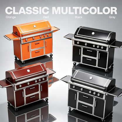 NG 4 Cast Burners Outdoor Kitchen Grill Island, 99,000 BTU, Black Painting