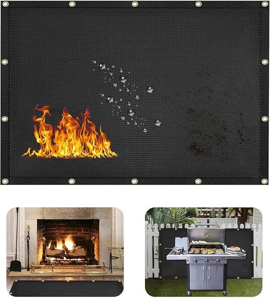 Heat Shield Behind Grill Black Fireproof Cover and Screen Protect Deck Railing from Grill Heat Shield for Wood Stove, 3’x4’ Wall Protector for Fridge Waterproof BBQ Mat UV Resistant Privacy Screen