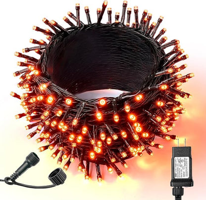 WBao Halloween Lights 300LED 108ft, Super Bright LED Orange String Lights with UL Certified, 8 Lighting Modes, Timer, Connectable, Memory & Waterproof for Indoor Outdoor Halloween Decor