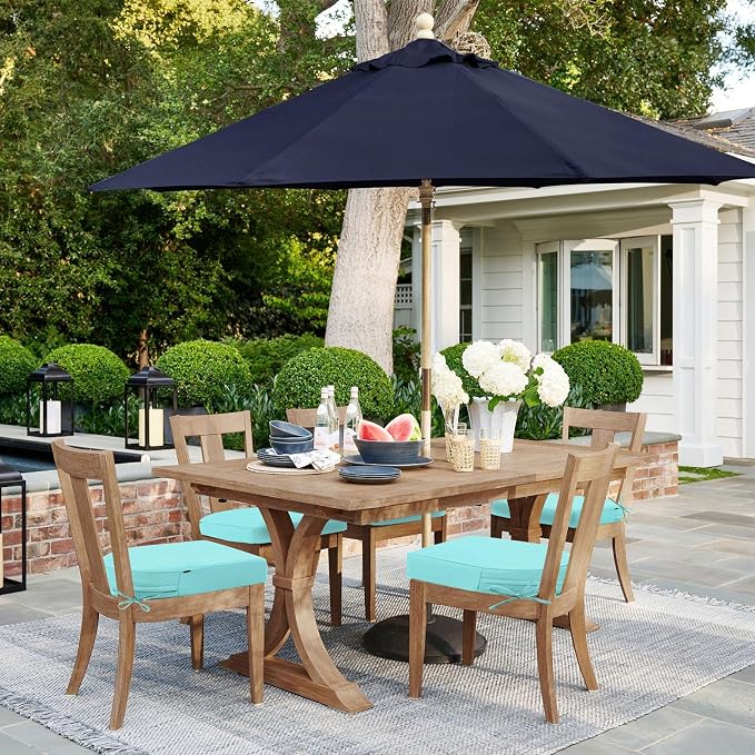 Topotdor Outdoor Chair Cushions Set of 2, 17"x16"x2" Waterproof Patio Chair Cushions for Outdoor Furniture, Round Corner Outdoor Seat Cushions Color Fastness Chair Pads with Ties, Teal