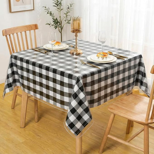 XWZO Clear Plastic Tablecloth Square - 100% Waterproof Oilproof Stain Resistant Wipeable Vinyl Table Cloth, Transparent Cover Protector for Dining, Parties, 60 x 60 Inch