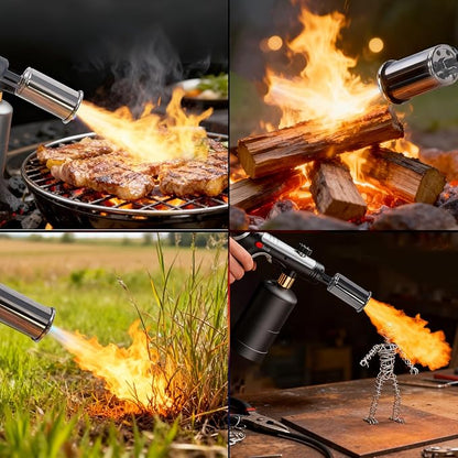 Propane Torch Gun, 3272°F Flame Thrower Gun, Charcoal Lighter with a Safety Lock ，Adjustable Flame Cooking Torch for Searing Steak, Sous Vide, Grill, BBQ & DIY (Propane Tank Not Included)