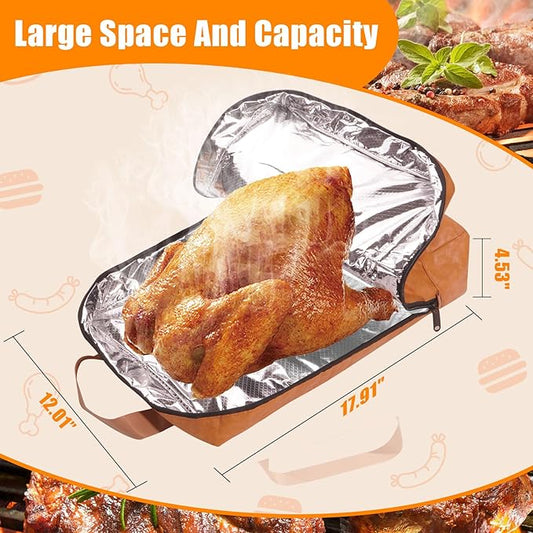 BBQ Blanket for Resting Meat – Reusable 4-Layer Insulated Meat Resting Bag with Wide Mouth & Reinforced Handle, Designed for Large Brisket, Pork Shoulder, Turkey – Ideal Gift for BBQ Lovers