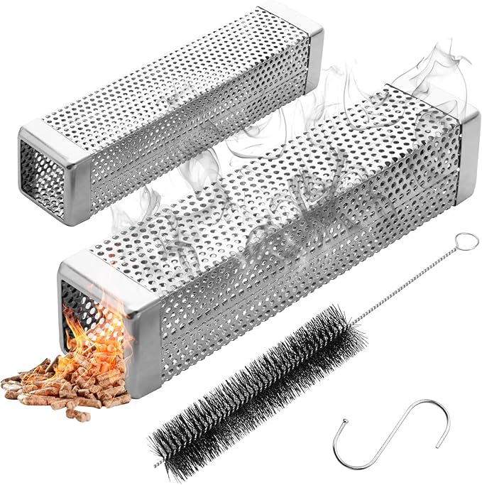 Smoke Tube for Pellet Grill, 4 Hours of Billowing Smoke, Stainless Steel Pellet Smoker Tube for All Grill or Smoker, Hot or Cold Smoking (10-inch-2 Pcs)