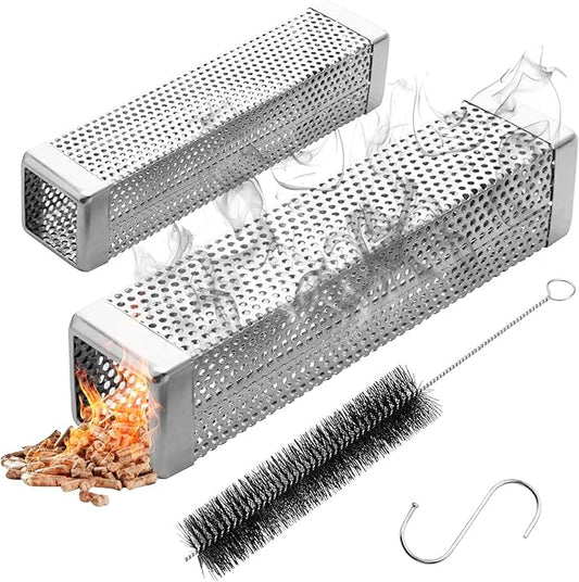 Smoke Tube for Pellet Grill, 4 Hours of Billowing Smoke, Stainless Steel Pellet Smoker Tube for All Grill or Smoker, Hot or Cold Smoking (10-inch-2 Pcs)