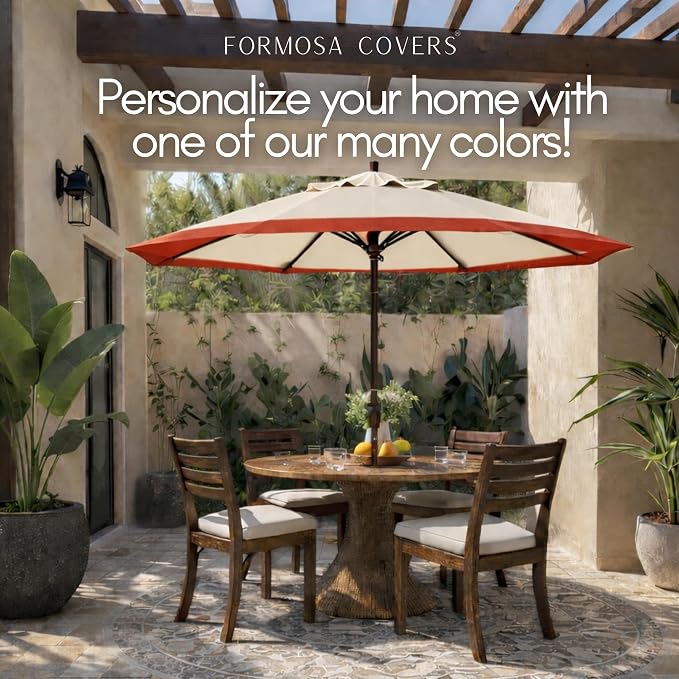 Formosa Covers 9ft 6 Ribs Market Patio Umbrella Replacement Canopy - Top Canvas - 300D UV Protective and Water Resistant Umbrella Fabric - Premium Quality Replacement Canopy Cover ONLY (Duet Red)