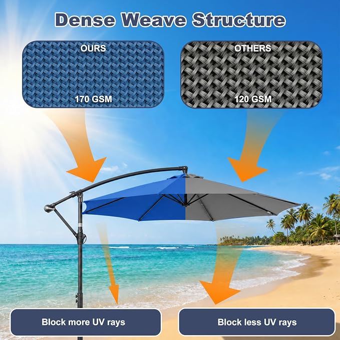 BPS Patio Umbrella Replacement Canopy for 10 ft 8 Ribs Table Umbrella, Outdoor Umbrella Replacement for Market Parasol, Canopy Only
