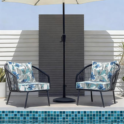 DYTXIII Outdoor Deep Seat Cushion Set, Water Repellent 22"x22" Patio Thick Cushions Replacement with Seat & Back Pillow for Patio Sofa, Wicker Chair, Couch - Clemens Noir Blue
