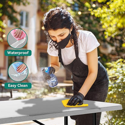 YITAHOME Heavy Duty Picnic Table Outdoor Picnic Table and Bench with Weatherproof Resin Tabletop & Stable Steel Frame for Yard Patio Lawn Party White