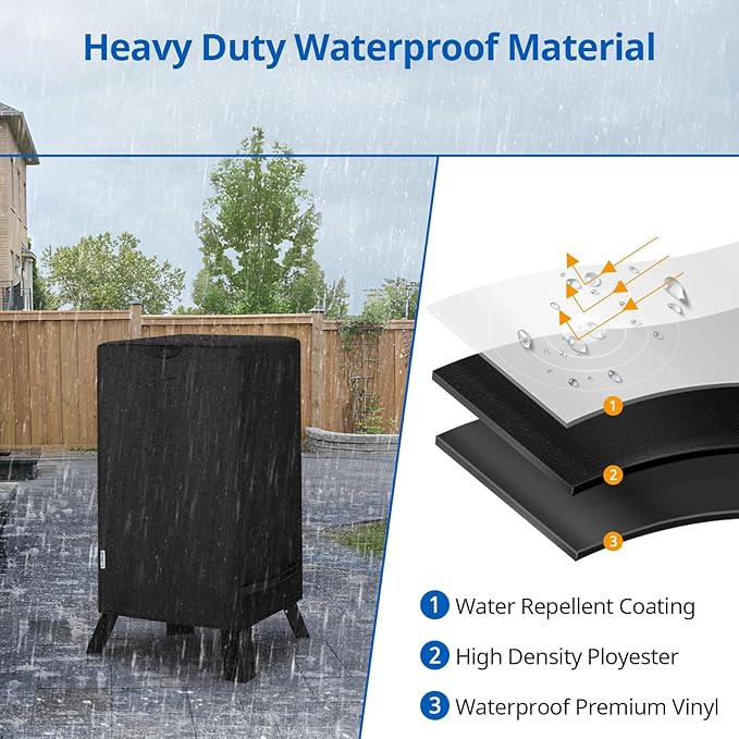 SunPatio Smoker Cover 30 Inch, Square Vertical Electric Smoker Cover, Outdoor Waterproof Digital Smoker BBQ Grill Cover Compatible for Masterbuilt Smoke Hollow Pit Boss Smoker etc., 20"W x 17"D x 31"H