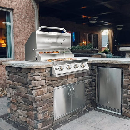 Hygrill STD Series 32-Inch Built In Grill, Stainless Steel 4-Burner Grill Head for Outdoor Kitchen, Natural Gas