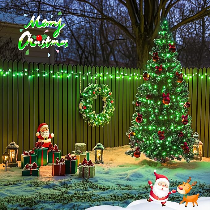 JMEXSUSS 500 LED Green Halloween Lights, 173ft Christmas Lights Plug in | Remote Control, 8 Modes, Waterproof Green String Lights Outdoor for Halloween Party Xmas Tree Decorations