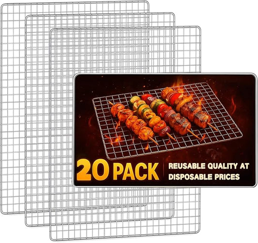 Grill Topper, Disposable Grill Grates, 20Pcs 11.8X15.7 Inch Baking Rack Replacement, BBQ Accessories for Outdoor Smoker Grills