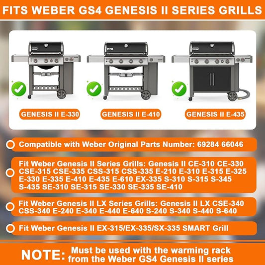 69284 GS4 Genesis 2 Warming Rack Brackets for Weber Grill Parts Replacement GS4 Genesis II/II LX 300/400 SER E310 S310 E315 E410 S435 E210 E610 Accessories for Weber Grill Rack Brackets Set 66046,2PCS