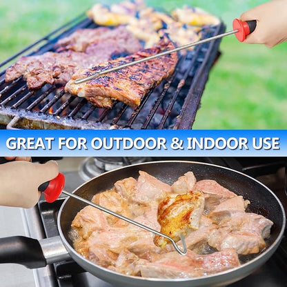 5Pcs Food Flipper Turner Hooks, Stainless Steel BBQ Turner Hooks Non-slip Handles BBQ Grill and Smoker Accessories for Grilling Ribs Steaks Chicken Sausages